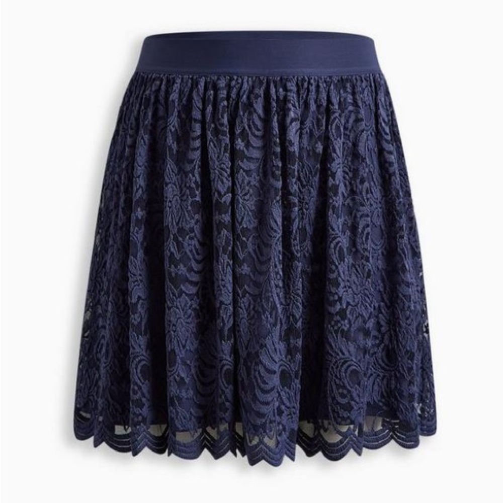Torrid 1X Indigo Mini Lace Embroidered Skirt NWT